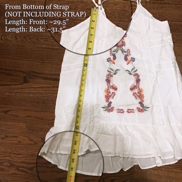 White Crochet Embroidered Front Lace Up Back Sun Dress - Picture 9 of 12